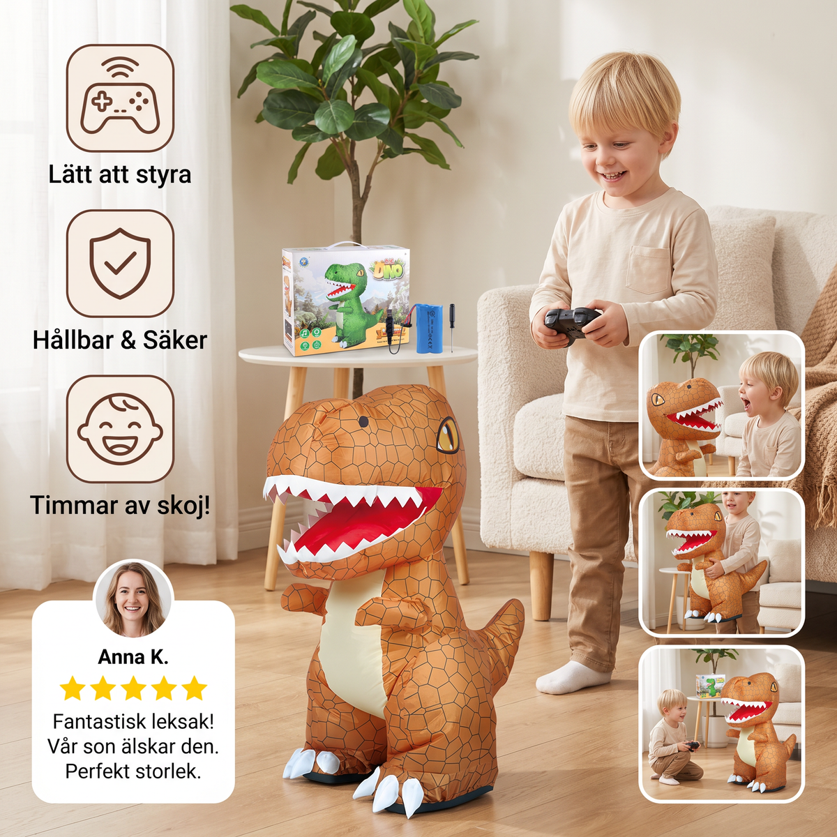 Fjärrstyrd Uppblåsbar T-Rex-Dinosaurieleksak