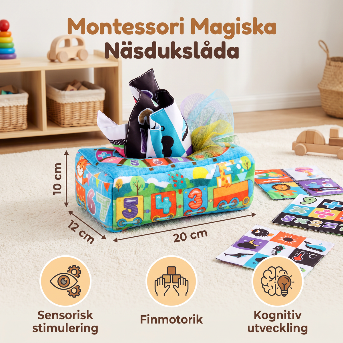 Montessori Magiska Näsdukslåda – Sensorisk Leksak För Bebisar