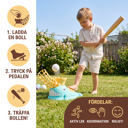 Steg-Baseballkastare Med Slagträ Och Bollar För Barn