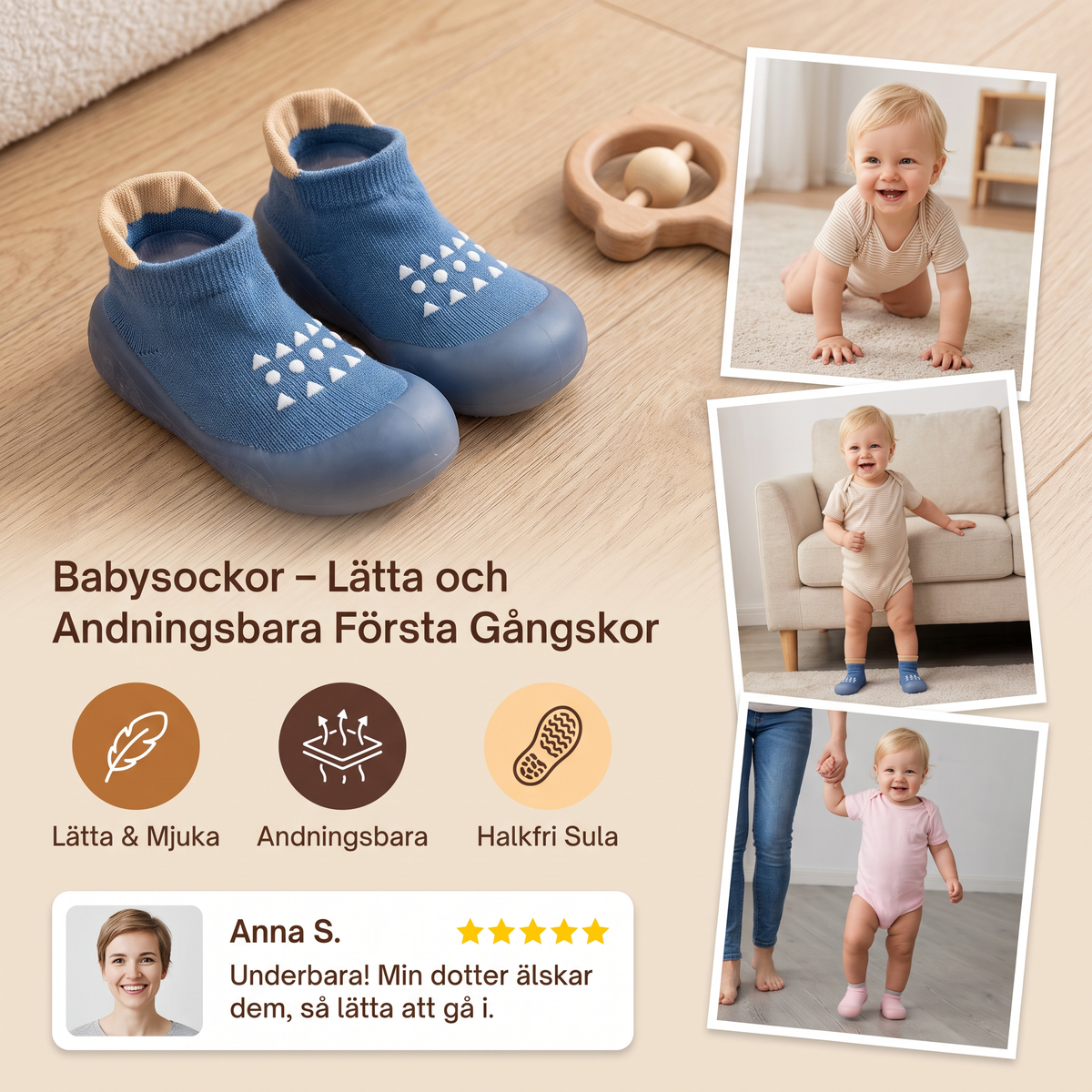 Babysockor – Lätta och Andningsbara Första Gångskor