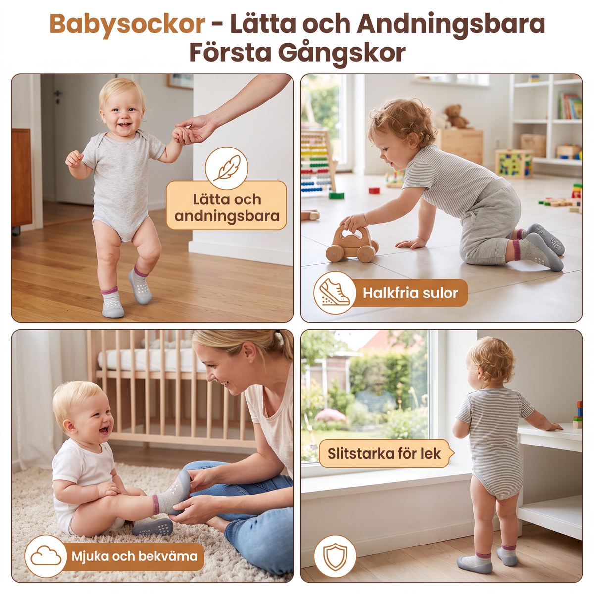 Babysockor – Lätta och Andningsbara Första Gångskor