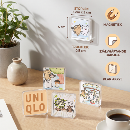 Klara Magnetiska Akrylfotoramar med Självhäftande Baksida – 5-pack