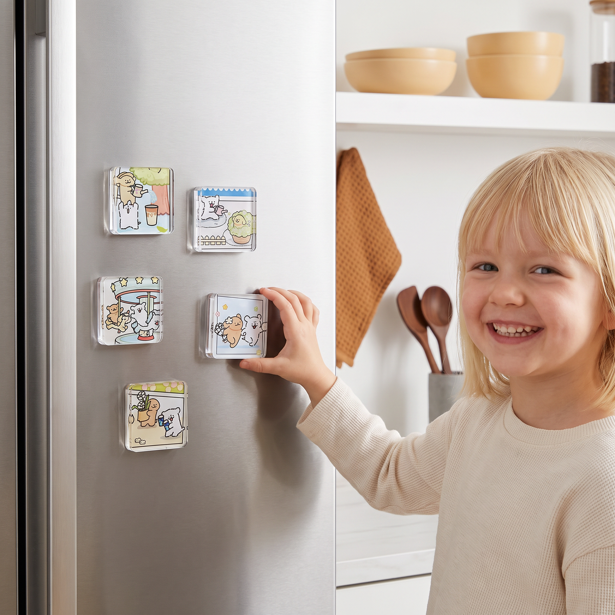 Klara Magnetiska Akrylfotoramar med Självhäftande Baksida – 5-pack