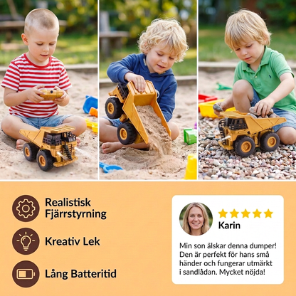 Fjärrstyrd Dumper Med Lampor – Leksaksfordon För Byggarbetsplats