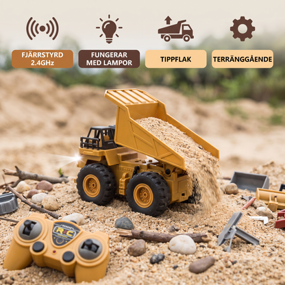 Fjärrstyrd Dumper Med Lampor – Leksaksfordon För Byggarbetsplats