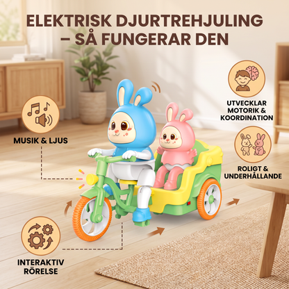 Elektrisk Djurtrehjuling – Interaktivt Åkleksak med Musik och Ljus för Barn