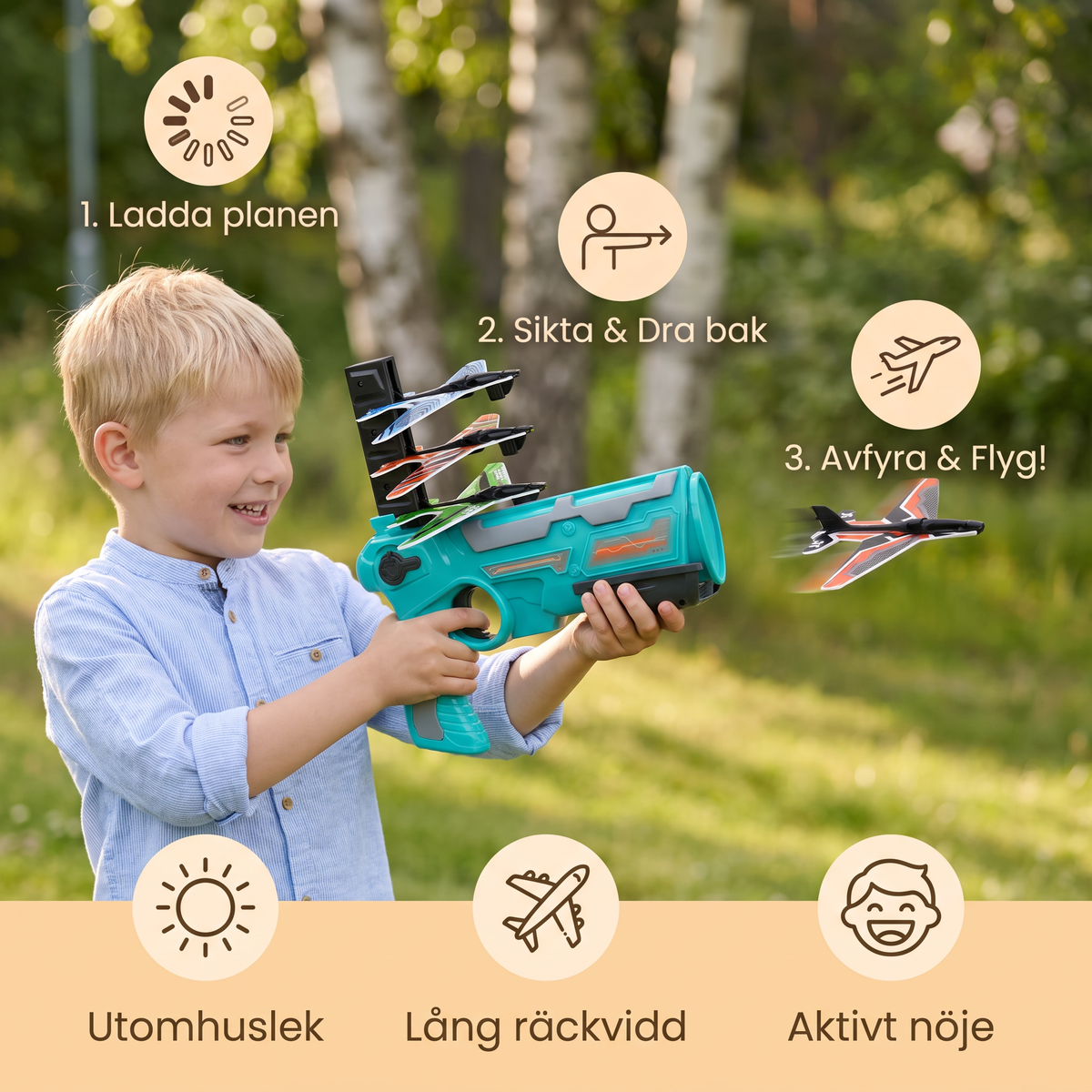 Barn flygplanskatapult – utomhus flygleksak