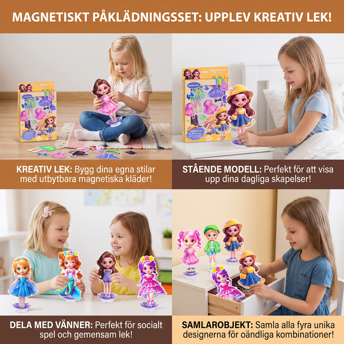 Magnetiskt påklädningsset med utbytbara kläder