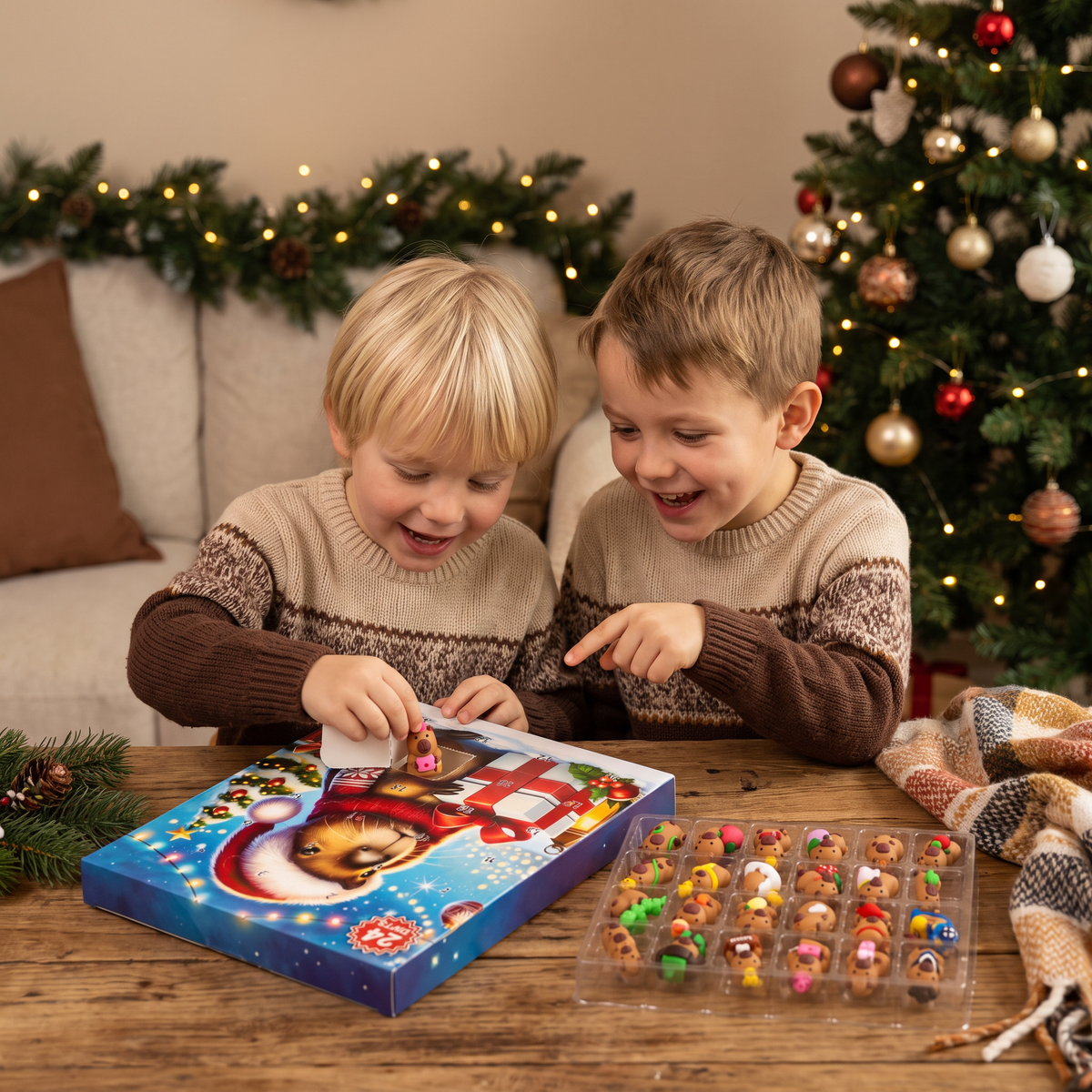 24-dagars juladventskalender med kapybaror – 24 söta minifigurer