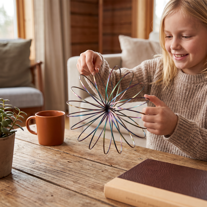 Geometrisk Fidget-leksak med Fjäder – Sensorisk Antistresskulptur