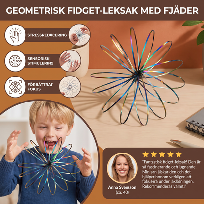 Geometrisk Fidget-leksak med Fjäder – Sensorisk Antistresskulptur
