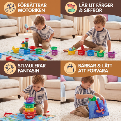 Montessori Plyschfiskdamm Leksak För Barn