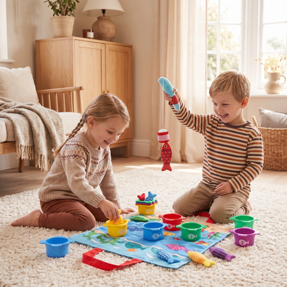 Montessori Plyschfiskdamm Leksak För Barn