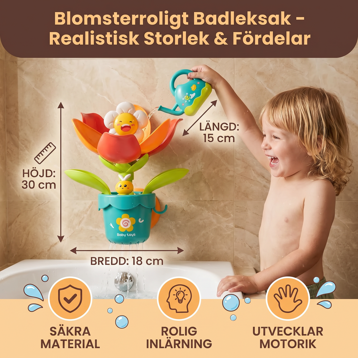 Blomsterroligt Badleksak Med Vattenkanna