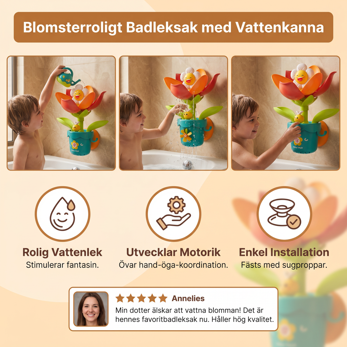 Blomsterroligt Badleksak Med Vattenkanna