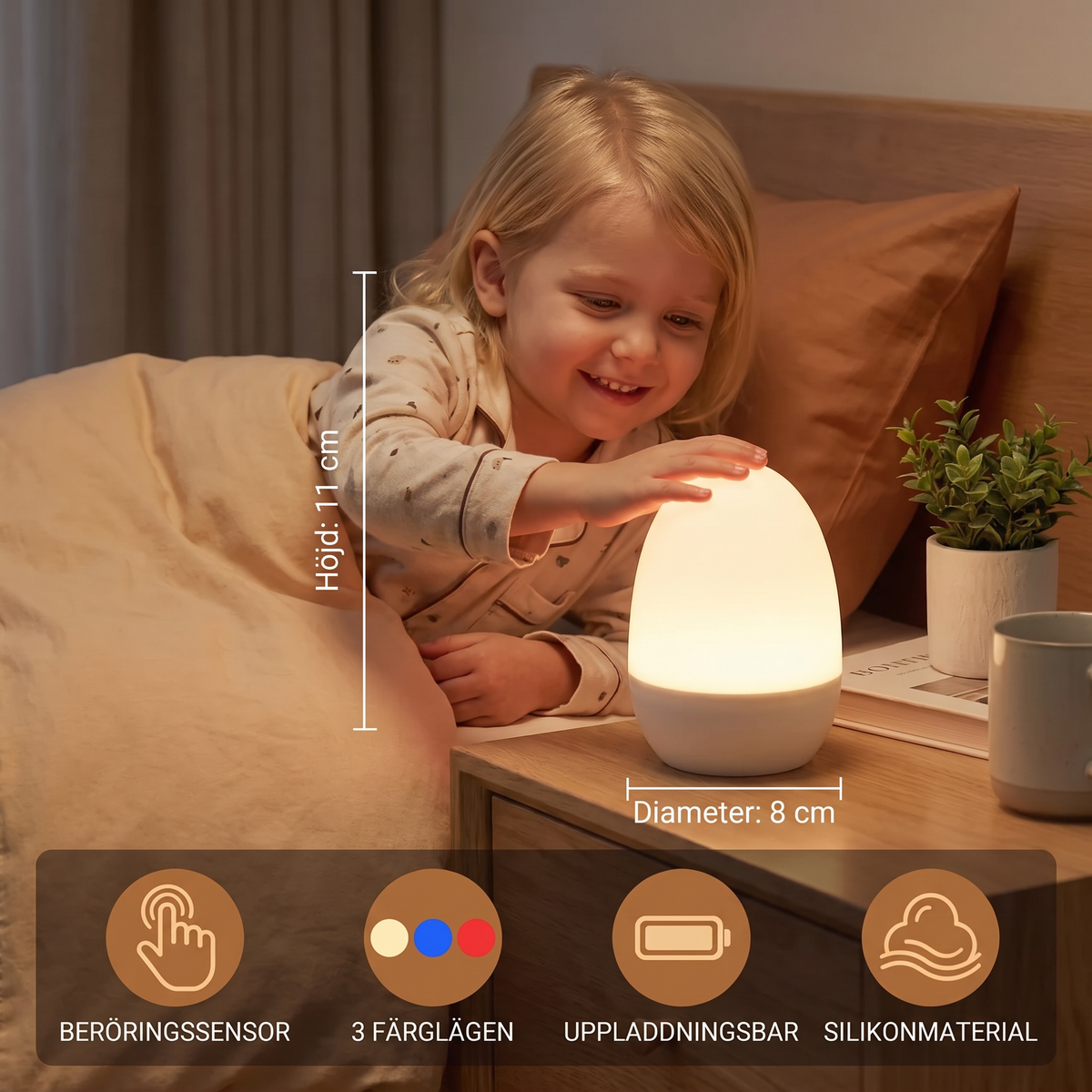 Äggformad LED-nattlampa I Silikon