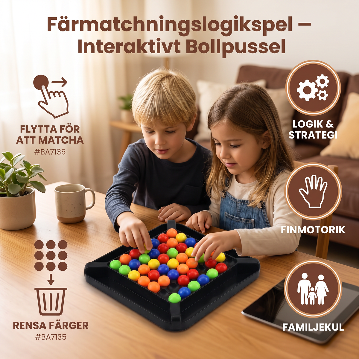 Färmatchningslogikspel – Interaktivt Bollpussel För Barn & Vuxna