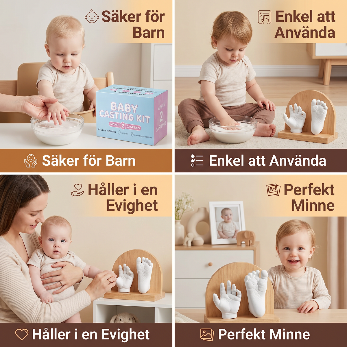 Baby Hand- & Fotavtrycksset – Minnesbevarande Set För Nyfödda & Föräldrar