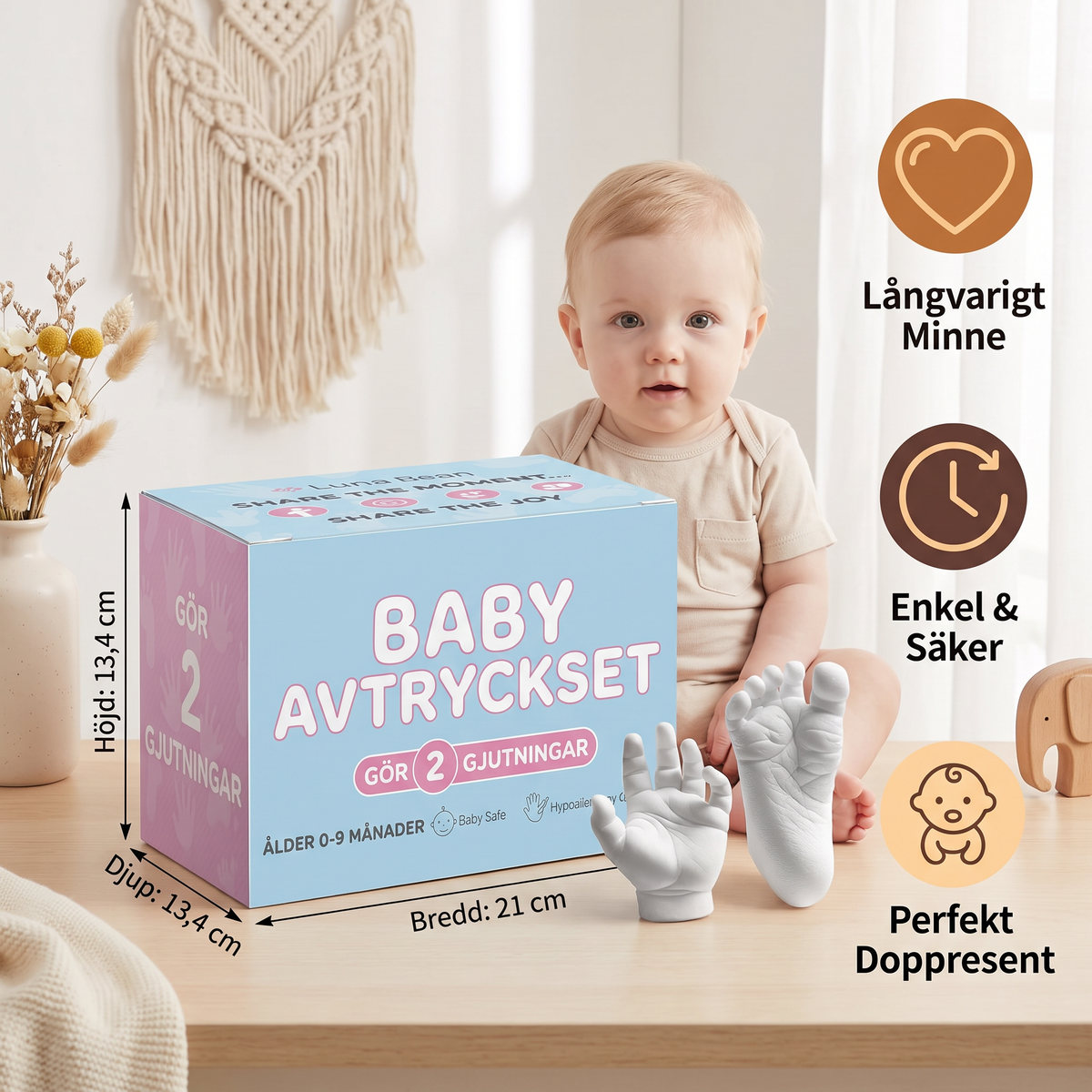 Baby Hand- & Fotavtrycksset – Minnesbevarande Set För Nyfödda & Föräldrar