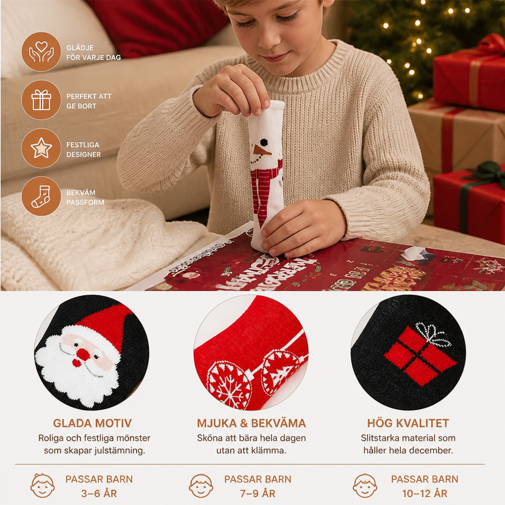 24-dagars adventskalender med julstrumpor