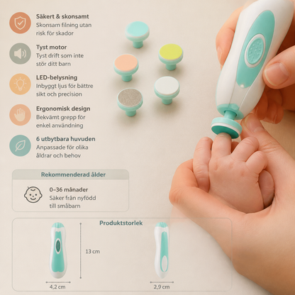 Elektrisk nagelfil för bebisar – 6-i-1 nagelvårdsset