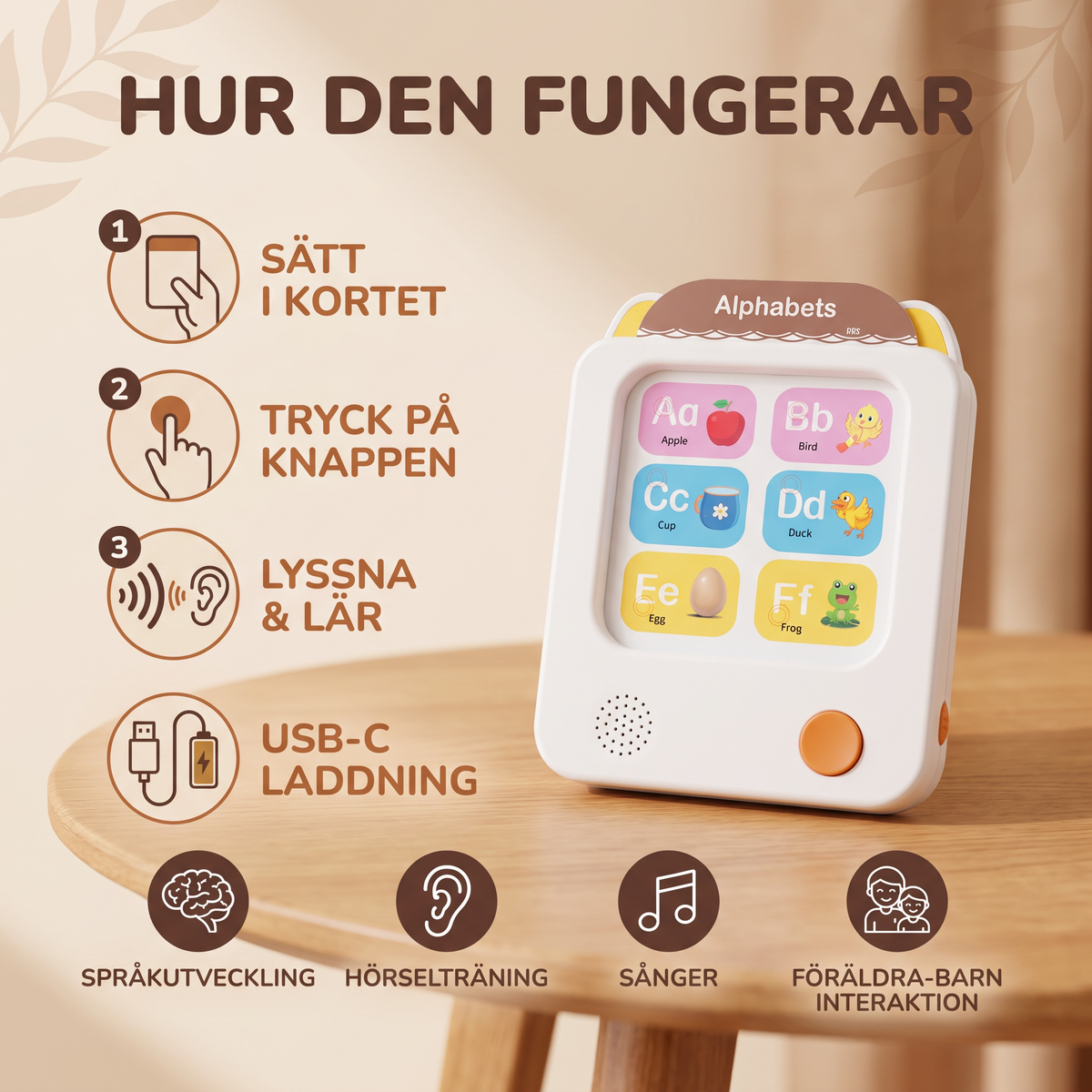 Interaktiv Engelsk Flashkortsläsare för Barn – Pedagogisk Leksak för Lärande