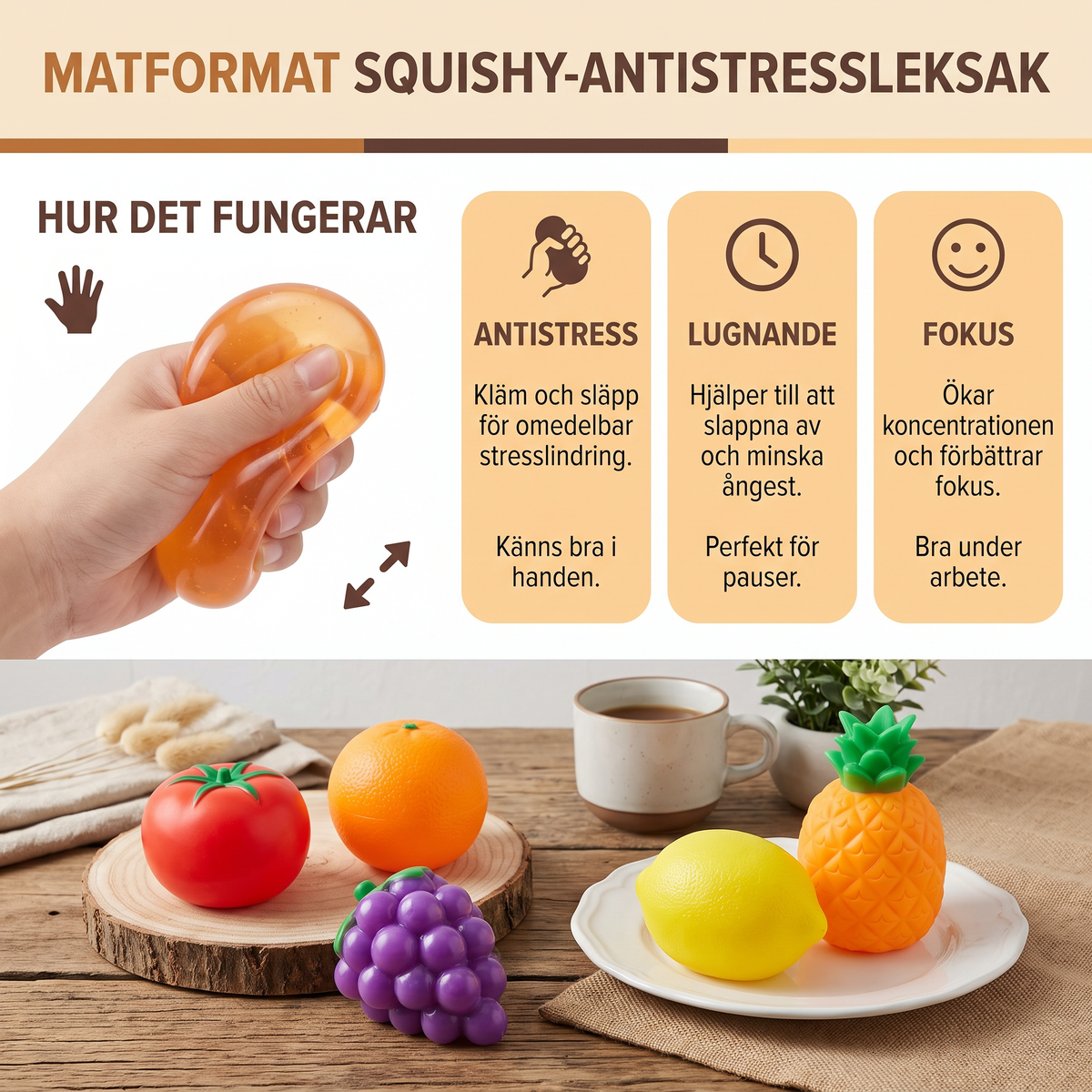 Matformat Squishy-Antistressleksak