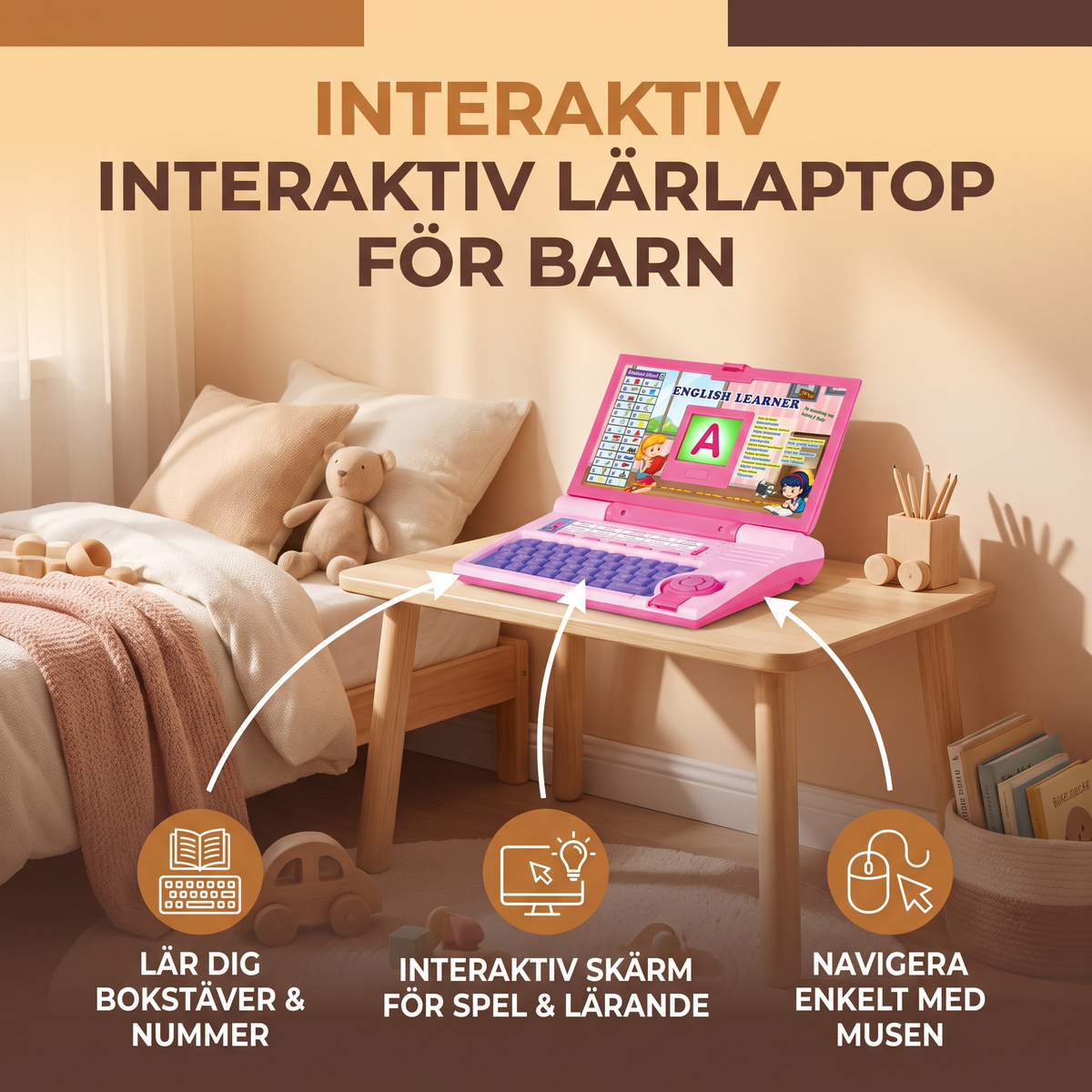Interaktiv lärlaptop för barn