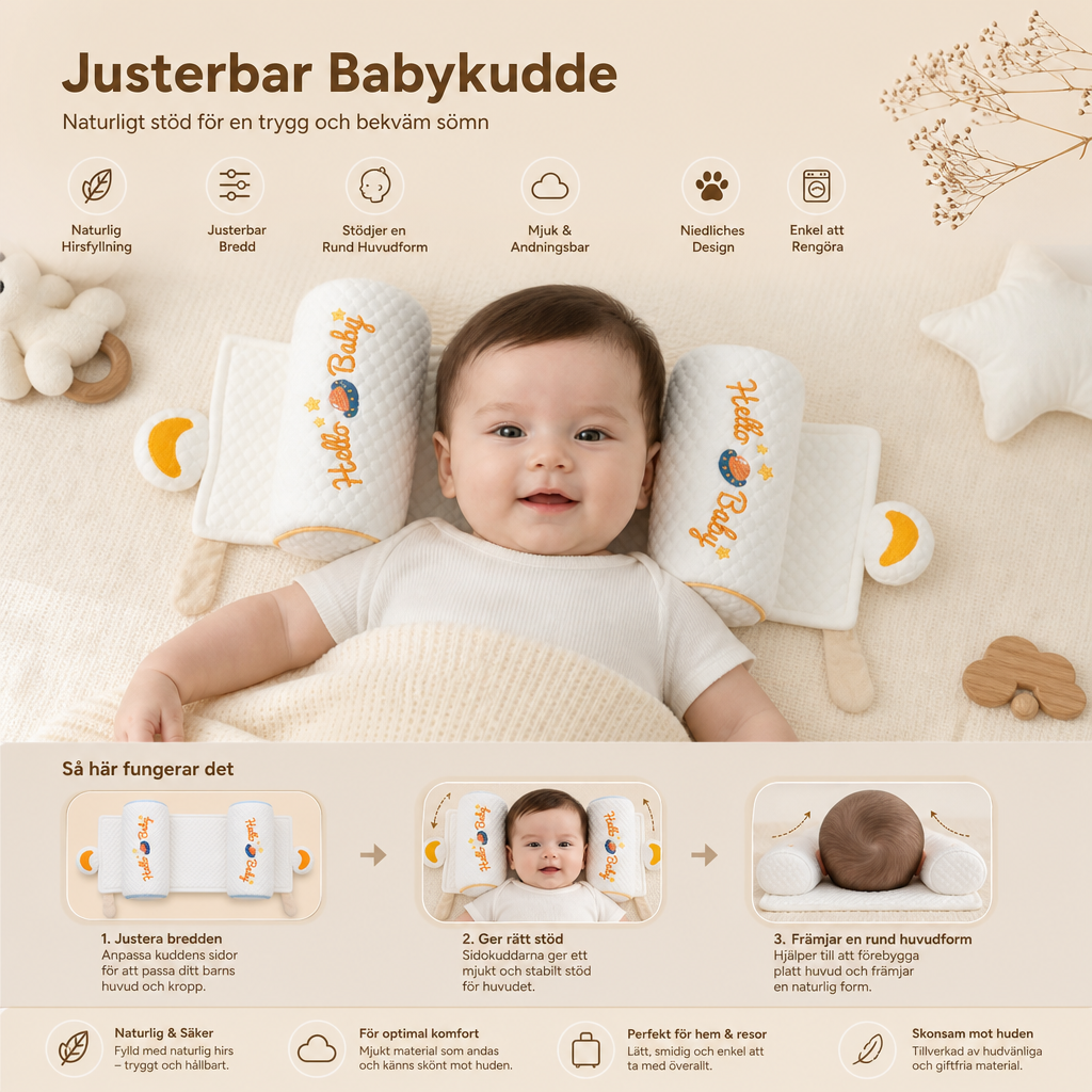 Justerbar Babykudde Med Hirsfyllning