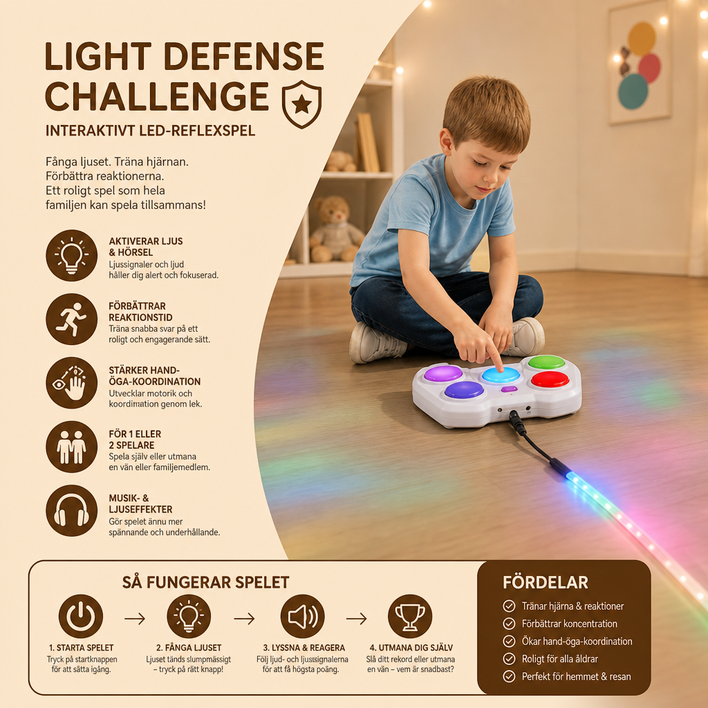 ”Light Defense Challenge” – Interaktivt LED-reflexspel