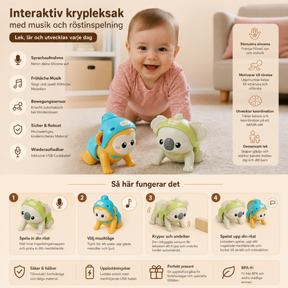 Interaktiv krypleksak för bebisar med musik och röstinspelning