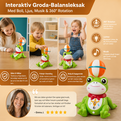 Interaktiv Groda-Balansleksak Med Boll, Ljus, Musik & 360° Rotation