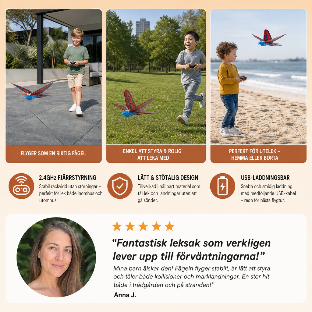 Fjärrstyrd Flygande Fågelleksak Med Flaxande Vingar För Barn