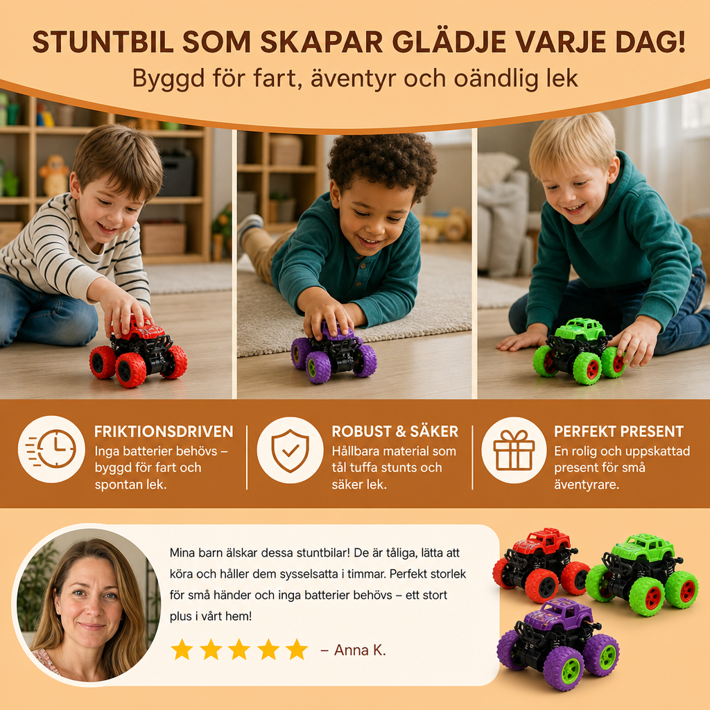 Friktionsdriven Monstertruck-Stuntbil För Barn