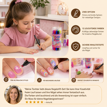 Set med 12 Nagelpennor med Dubbla Spetsar – Fina Detaljer och Kreativa Designer
