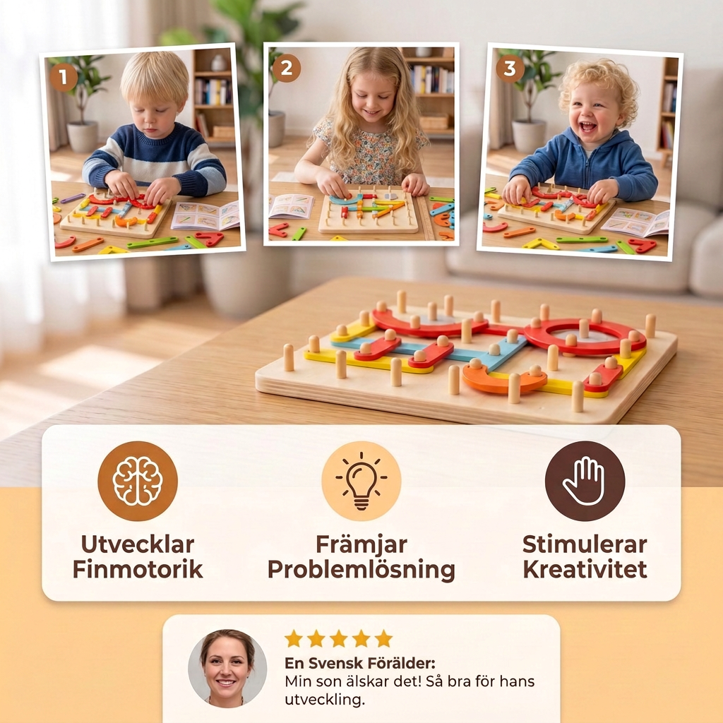 Kreativt Montessori Spikpussel i Trä