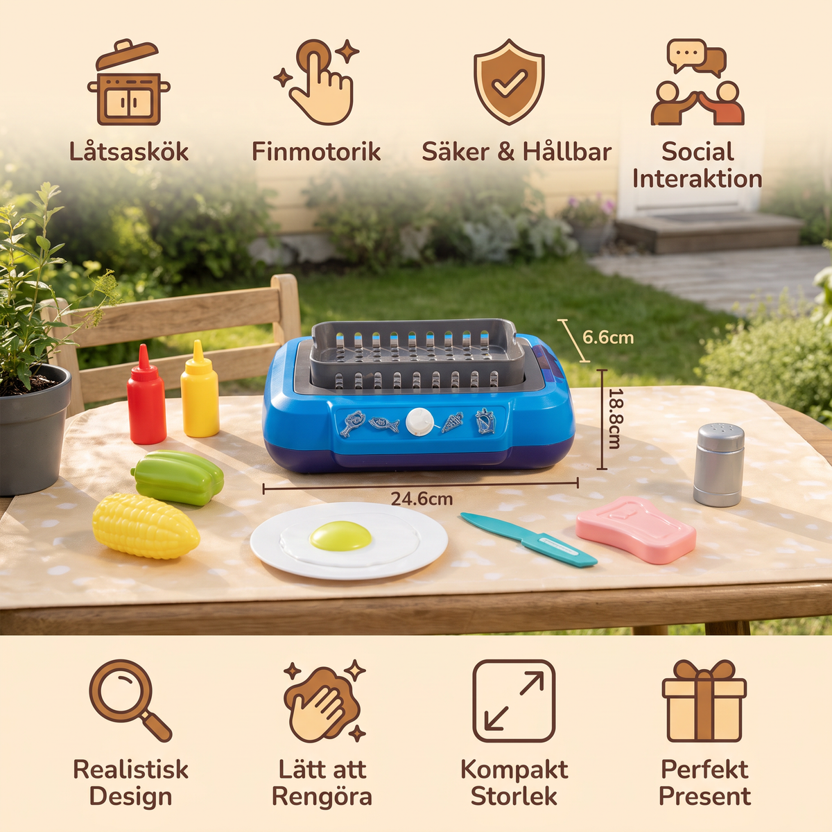 Barnens BBQ Grillset med Lekmatta och Tillbehör