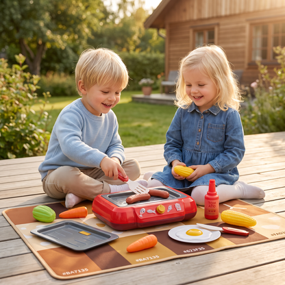 Barnens BBQ Grillset med Lekmatta och Tillbehör