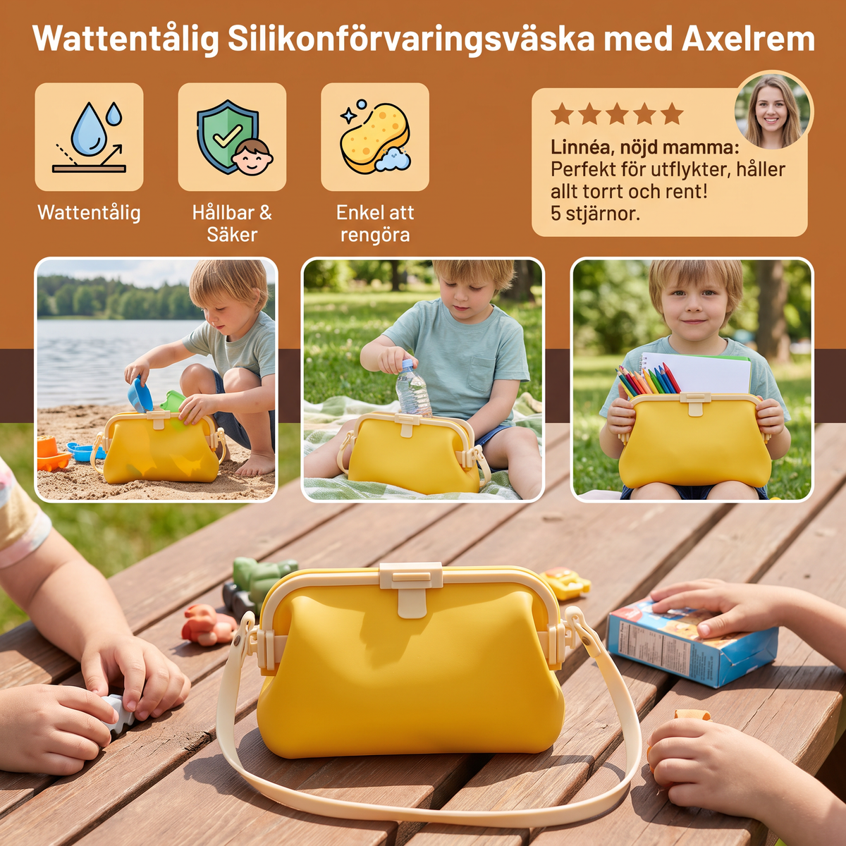 Wattentålig Silikonförvaringsväska med Axelrem