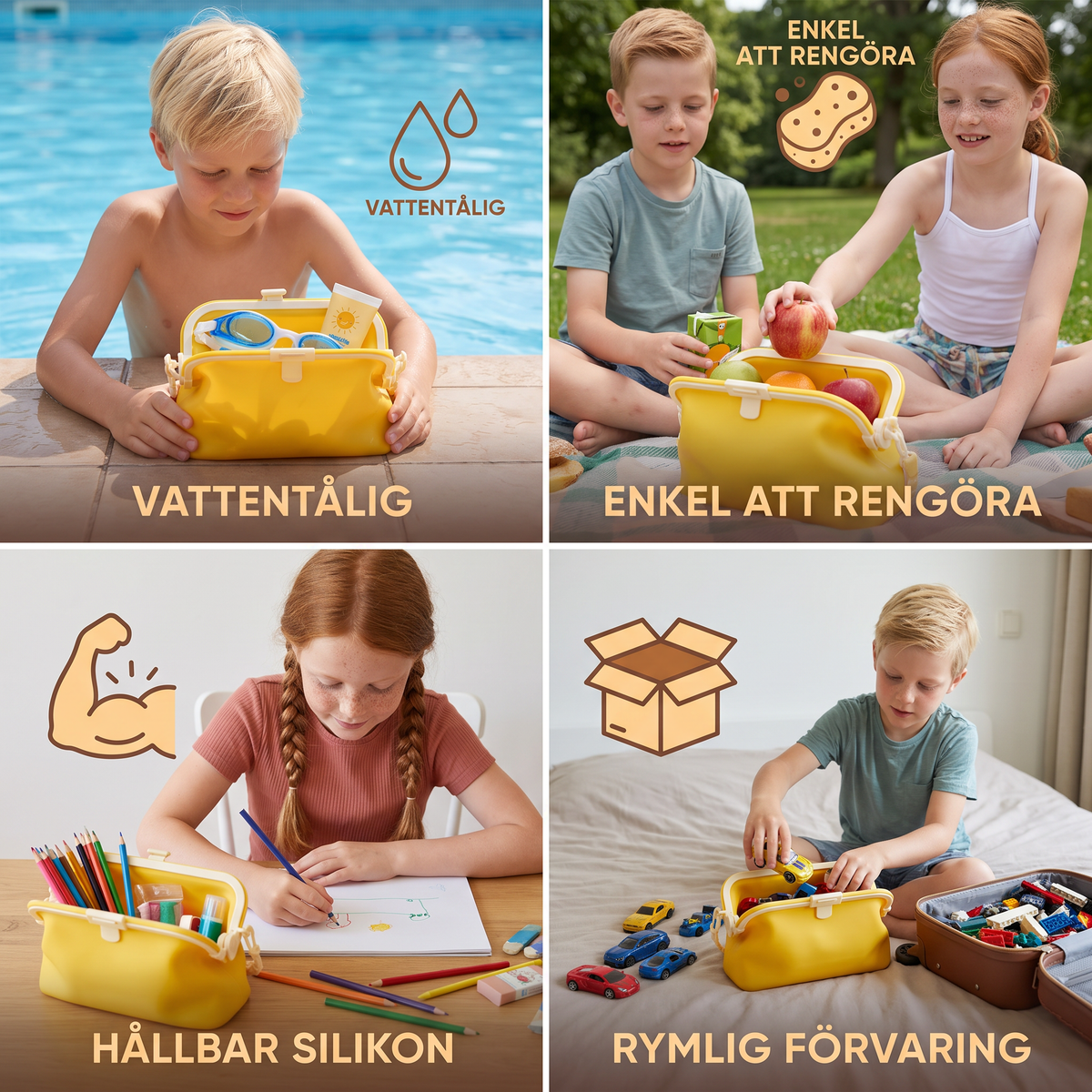 Wattentålig Silikonförvaringsväska med Axelrem