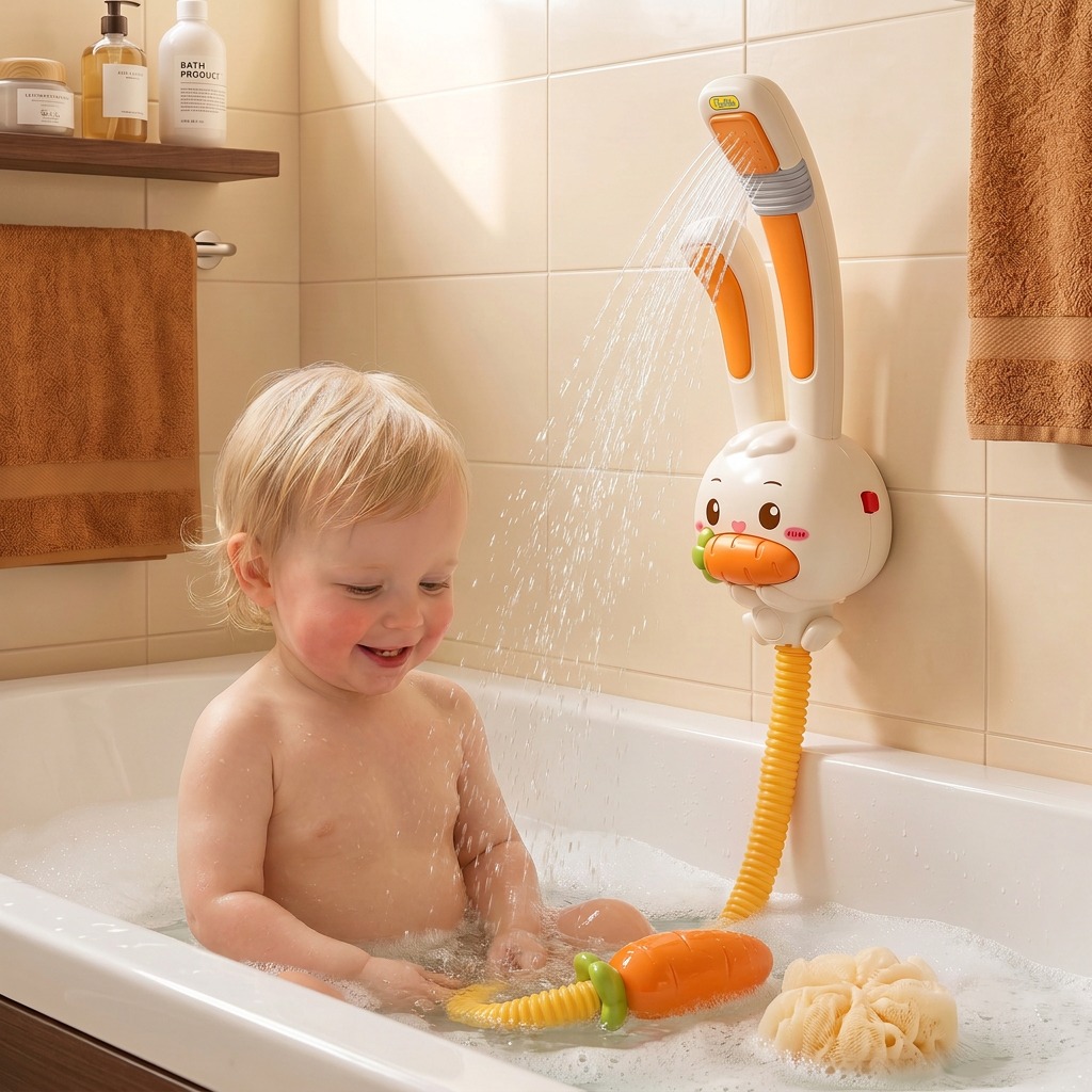 Baby Duschleksak med Kanindesign och Morotsduschhuvud
