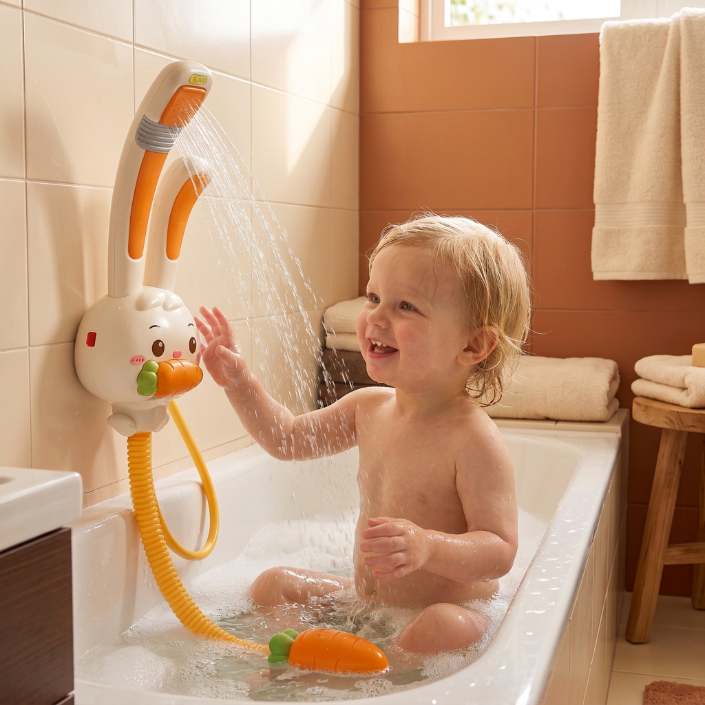 Baby Duschleksak med Kanindesign och Morotsduschhuvud