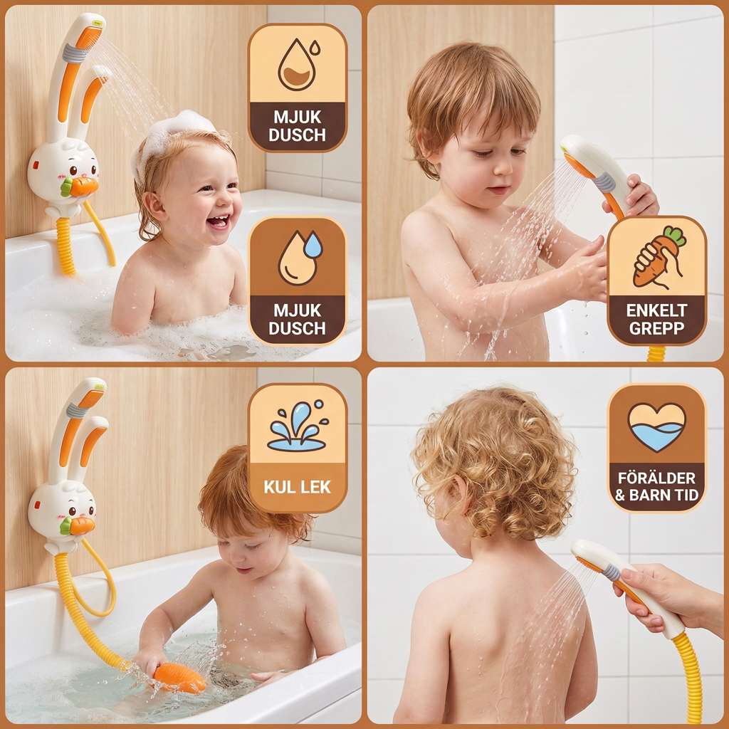 Baby Duschleksak med Kanindesign och Morotsduschhuvud