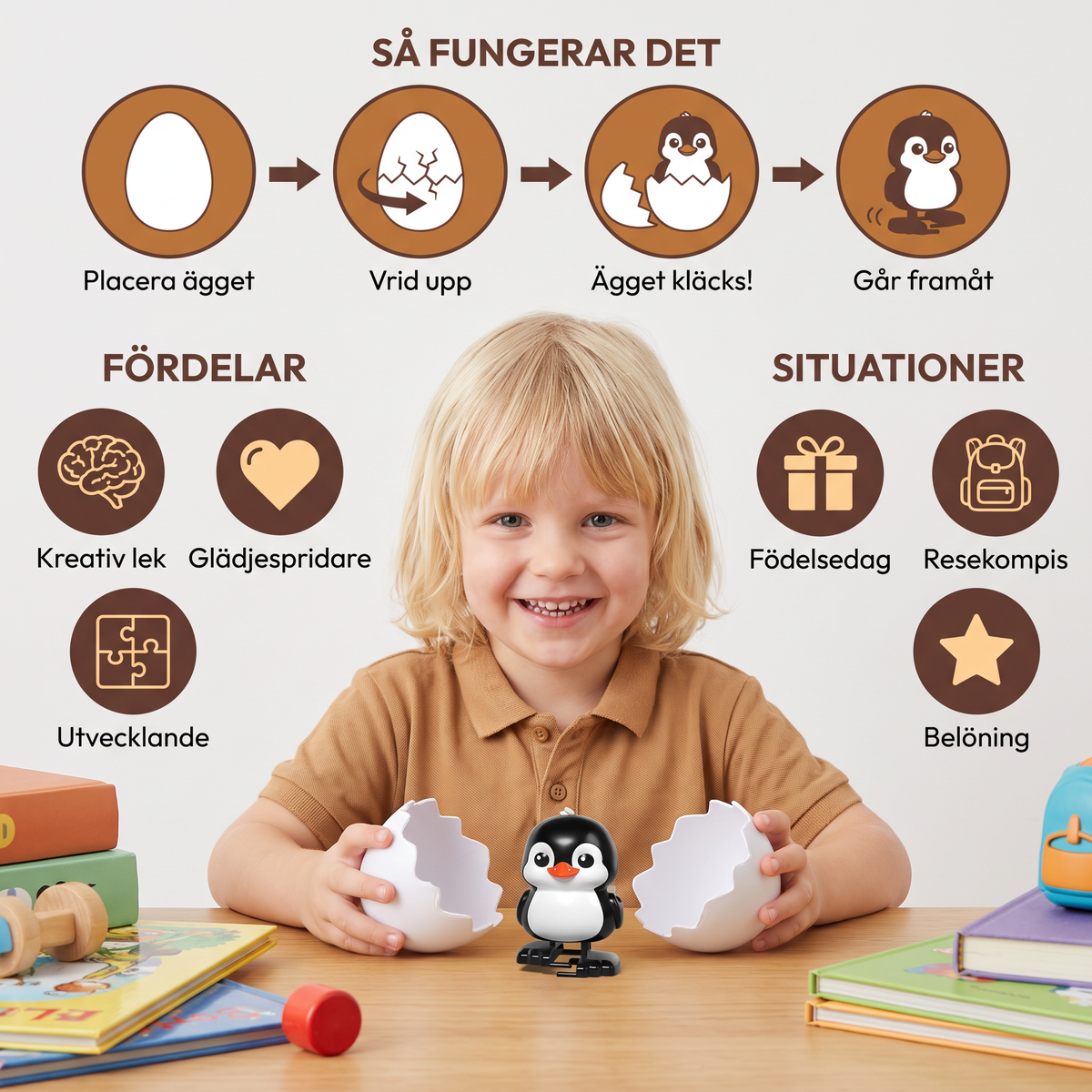 Överraskningsägg med kläckande små djurleksaker