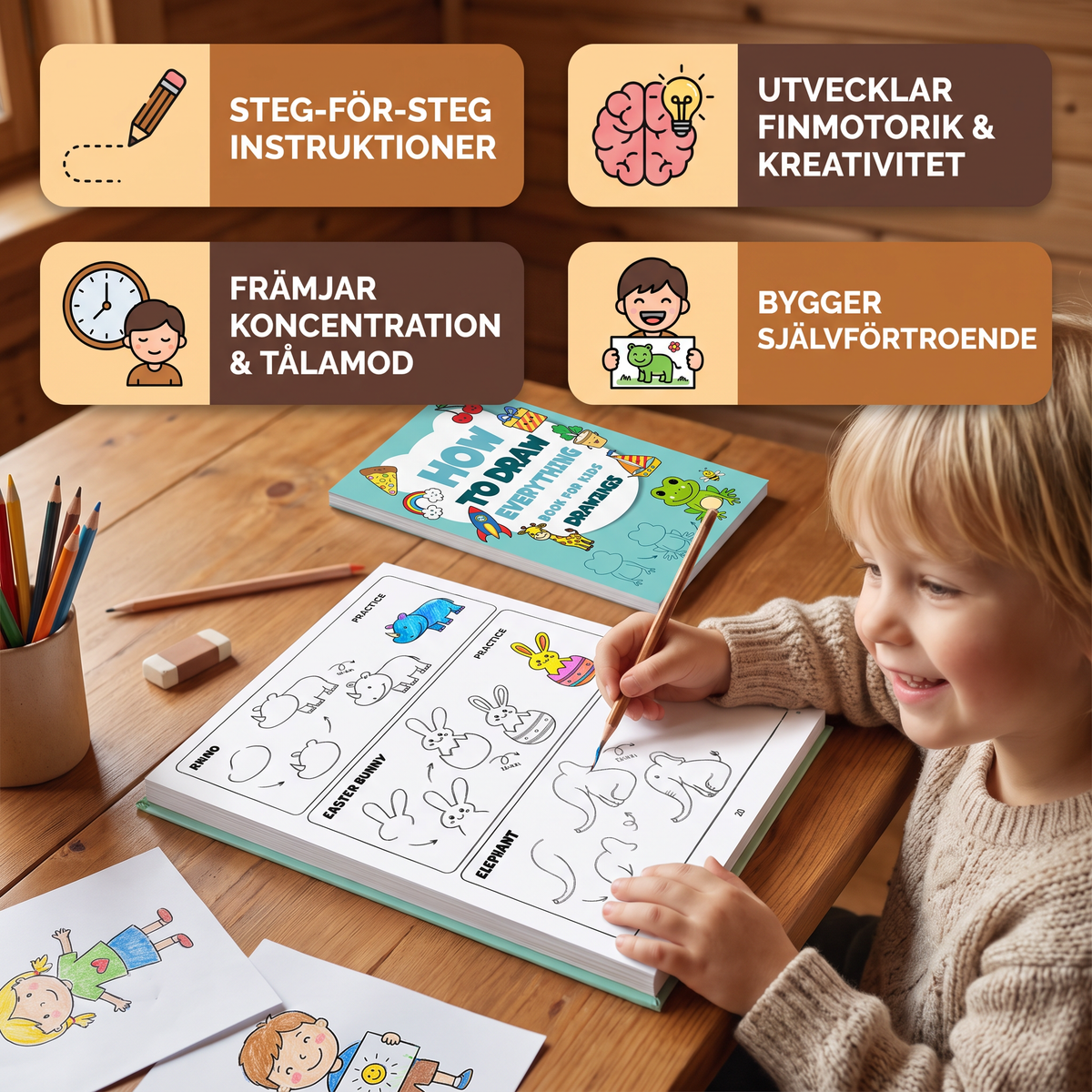 Montessori Ritbok – Lär Dig Rita Steg för Steg och Öva på Att Rita