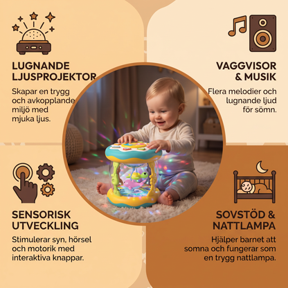Interaktiv musikleksak med ljus – Montessori-sensorleksak med lugnande vaggvisor