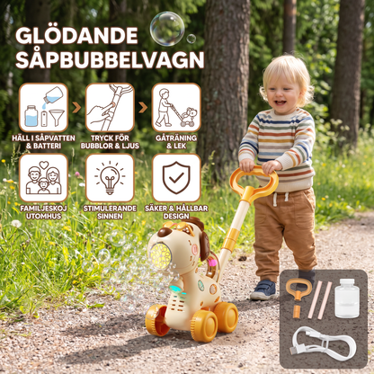 Glödande såpbubbelvagn – Skjutleksak för barn