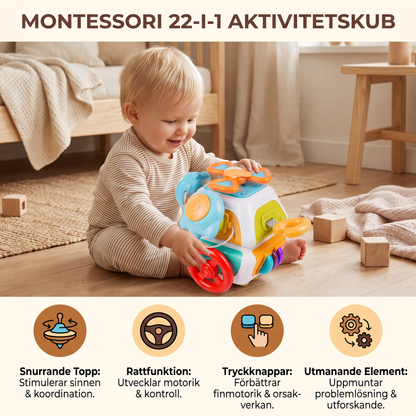 Montessori 22-i-1 Aktivitetskub för Småbarn – Leksak för Motorik och Utforskande