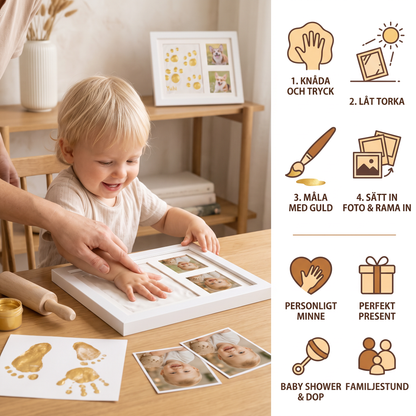 DIY-kit för barn med minnesram för handavtryck – handavtryck och fotovisning