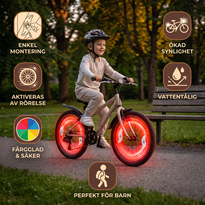 Färgglada LED-ekerslampor för cykelhjul